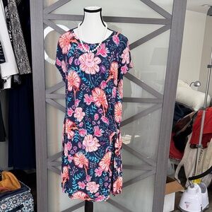 Tommy Bahama Navy Floral Dress with Pink and Orange